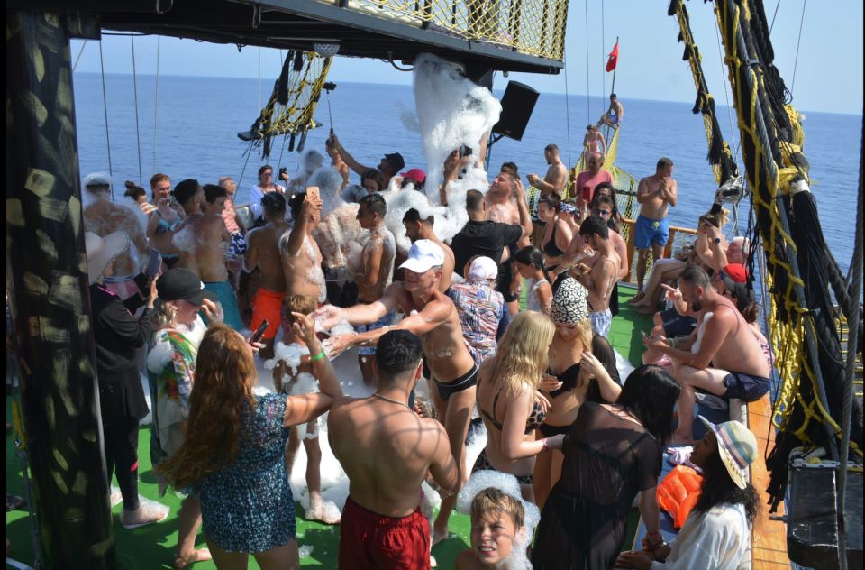 Alanya: Pirate Boat Tour w/ BBQ & Foam Party - Pirates’ Cave, Lovers Cave, and Phosphorus Cave Stops