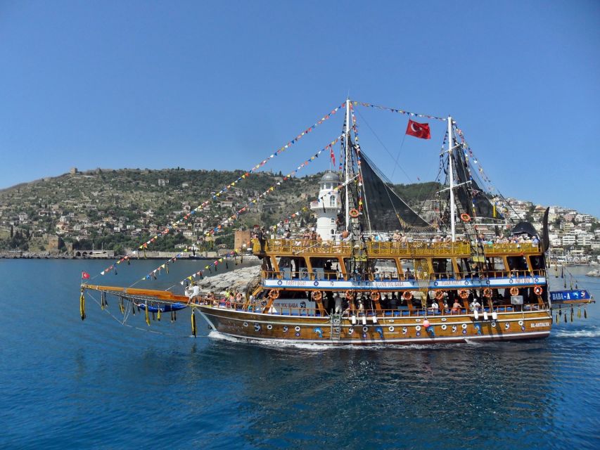 Alanya Pirate Boat Trip with Lunch, Swimming & Foam Party - From Alanya Harbor to the shipyard viewpoint