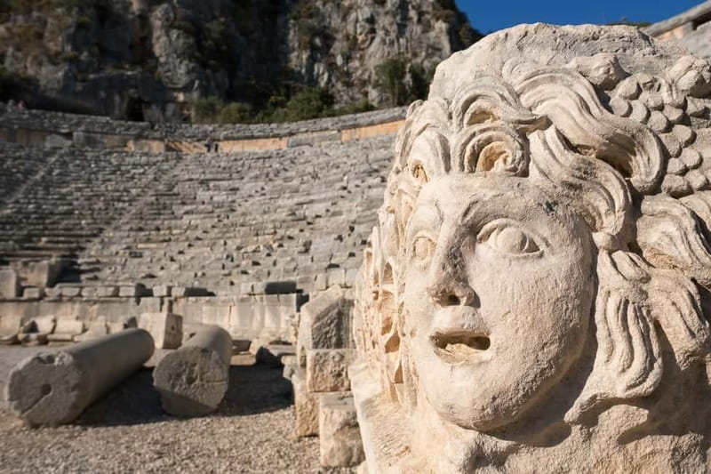 Alanya/Side: Demre St. Nicholas, Ancient Myra & Sunken City - Myra: amphitheater views and Lycian necropolis tombs