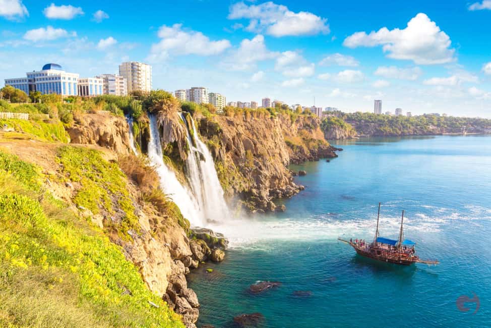 Antalya Boat Tour: Düden Waterfall, Swim & Soft Drinks - Lower Düden Waterfall from the sea: the 40-meter view that changes everything