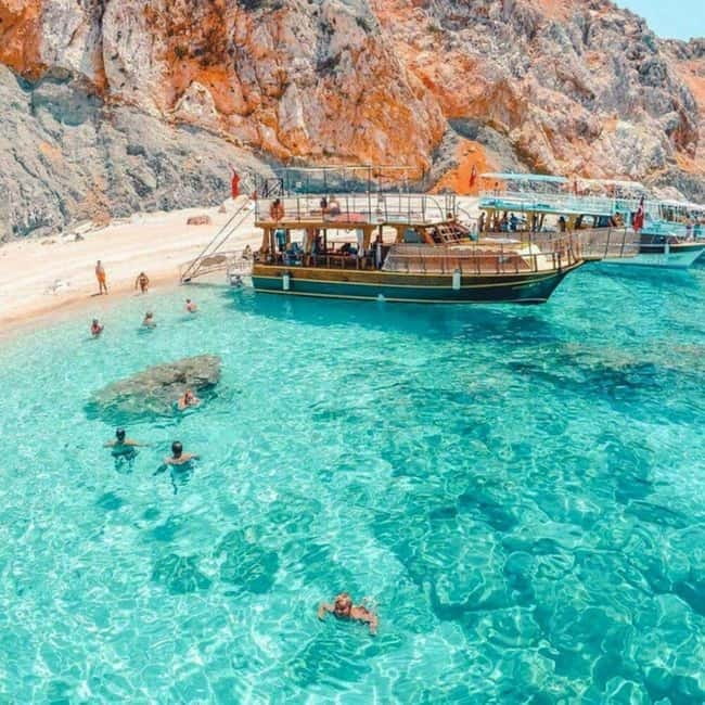 Antalya/Kemer: Adrasan Bays Boat Tour With Lunch - Suluada stop: caves, golden sand, and the freshwater island vibe
