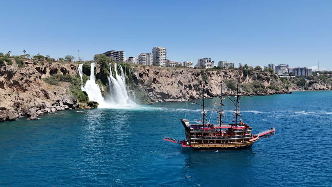 Antalya: Lara Pirate Boat Trip with Unlimited Soft Drinks - Phaselis ruins stop: Roman baths and an ancient theatre view