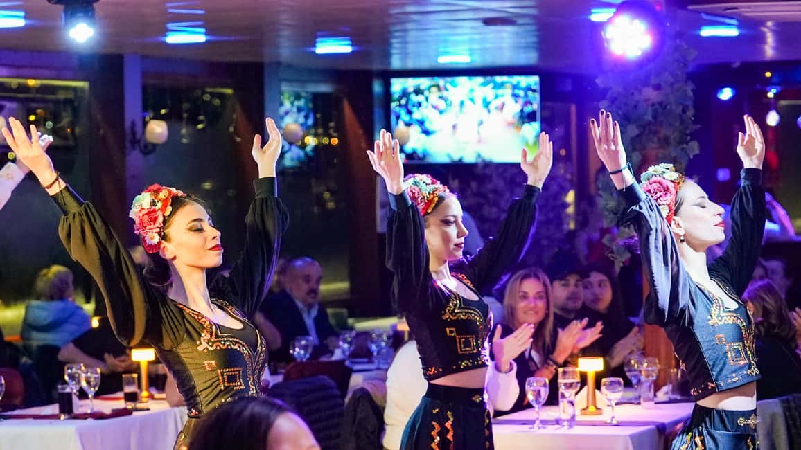 Bosphorus Evening Cruise: Dinner, Shows and Private Table - On-deck showtime: belly dance, folk dances, Latin–Flamenco, and live music