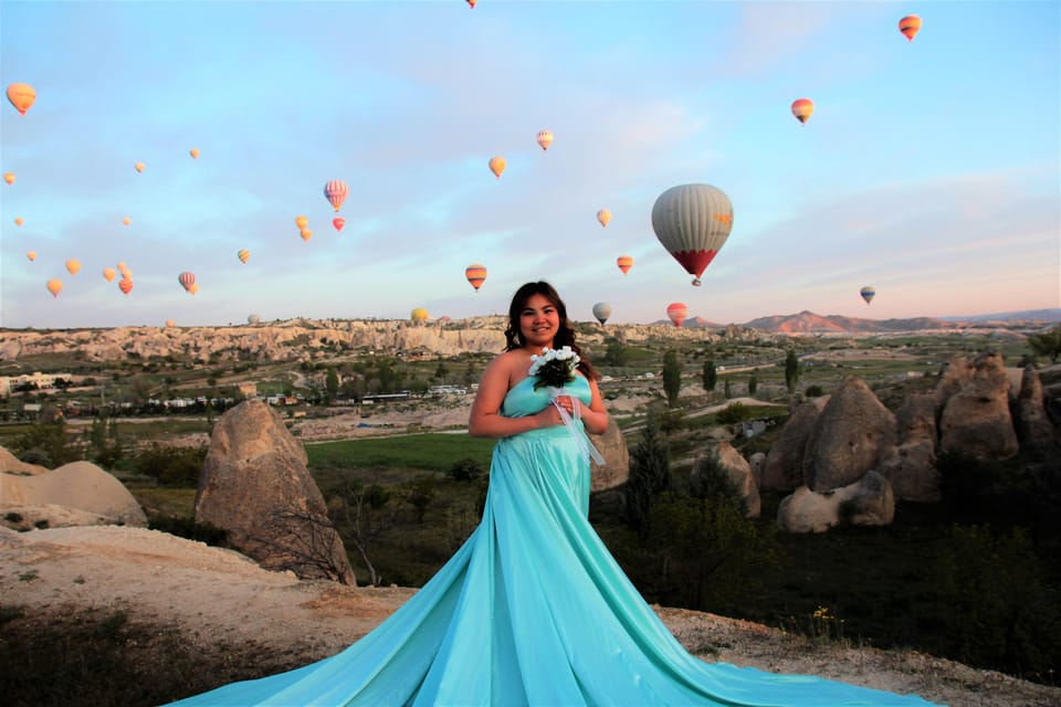Cappadocia Photoshoot with Flying Dress - The Flying Dress, Bouquet Props, and Hotel-Day Prep