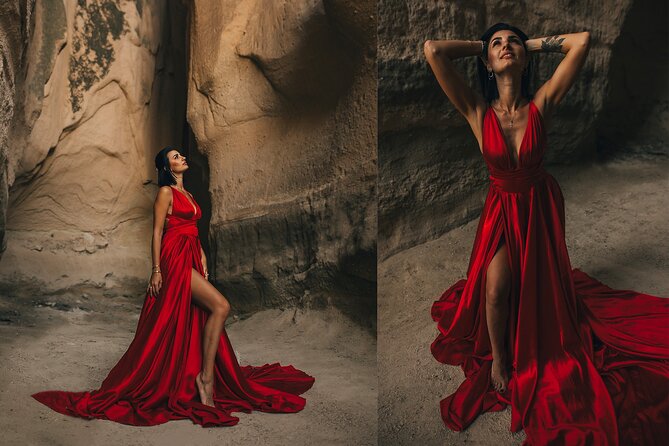 Cappadocia Photoshooting with Flying Dress - Following the Balloons Through Golden Hour at Love Valley