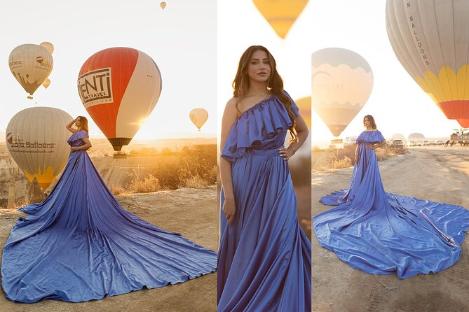 Cappadocia Photoshooting with Flying Dress - From Hotel Pickup to Balloon Takeoff Photos
