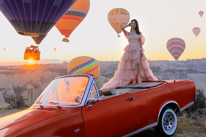 Cappadocia Private Photo Shoot with Flying Dress & Vintage Car - Vintage car hopping between Göreme viewpoints