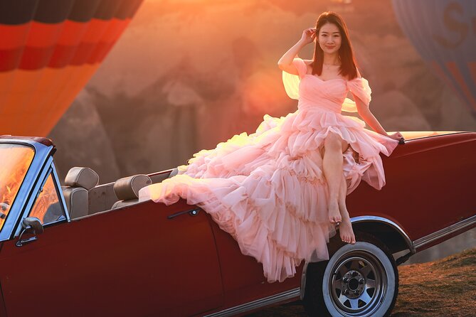 Cappadocia Private Photo Shoot with Flying Dress & Vintage Car - What you receive: 150–200 photos and 10–15 edited