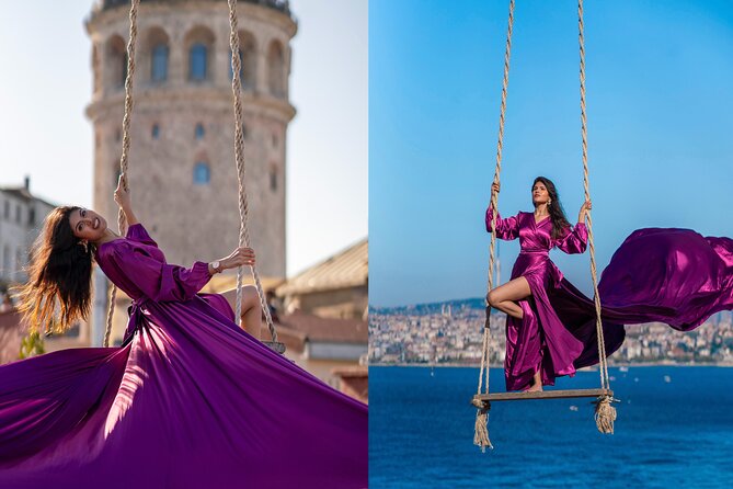 Flying Dress Rooftop Photoshoot in Istanbul (2Concepts, 1dress) - The Rooftop Plan: Bird Place, Swing, Galata Tower, Magic Room