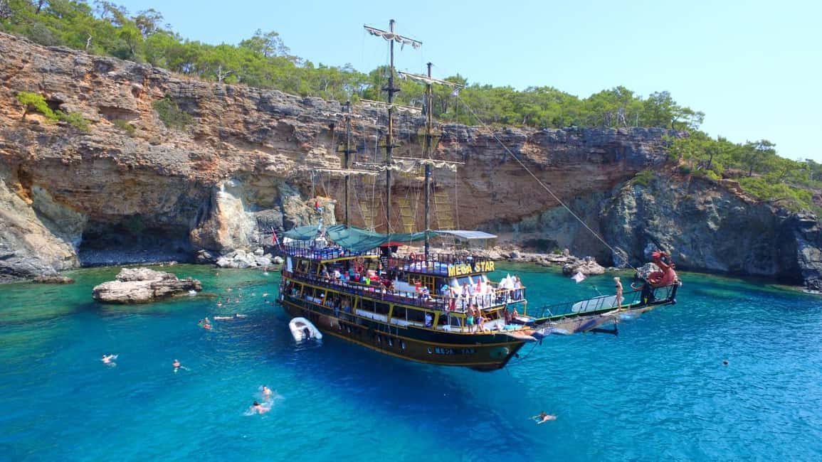 From Antalya: Kemer Pirate Boat Tour with Foam Party & Swim - Lunch onboard: included food, but manage expectations