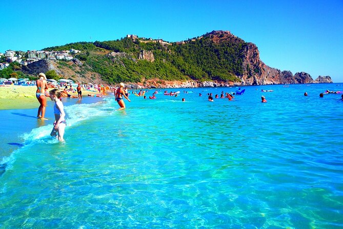 from city of Side: Alanya city tour with lunch and boat trip - Damlataş Cave (fee extra) plus Cleopatra Beach time