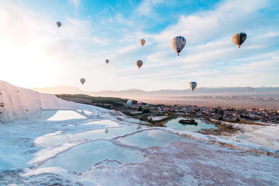 From Marmaris: Pamukkale Balloon Flight Day Trip with Lunch - Pamukkale on the ground: Cotton Castle, Cleopatra’s pool area, and Hierapolis