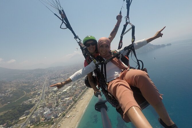 Halal Tandem Paragliding With Licensed Woman Pilot in Alanya - The big viewing moment over Kleopatra Beach