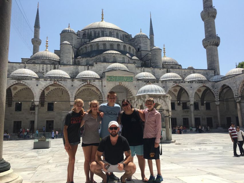 Istanbul: Hagia Sophia, Blue Mosque, and Grand Bazaar Tour - Blue Mosque at Sultan Ahmed: 6 minarets, stained glass, and timing rules
