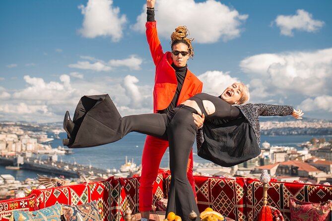 Istanbul Rooftop Photoshoot with Flying Dress - The Rooftop with Bosphorus Views: Where the Outfit Takes Center Stage