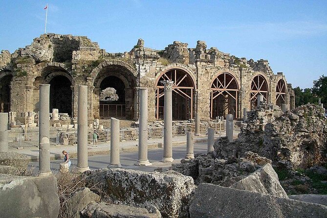 Perge Aspendos Side the Historical sites of Antalya - Manavgat Waterfall: foaming river power plus tea gardens