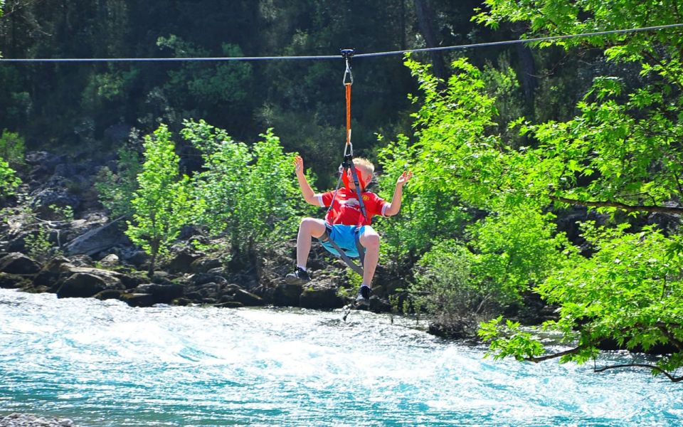 Rafting, Canyoning & Zipline, : 3-in-1 Adrenaline Tour - Zipline Along the River: 2 x 500 m + 100 m